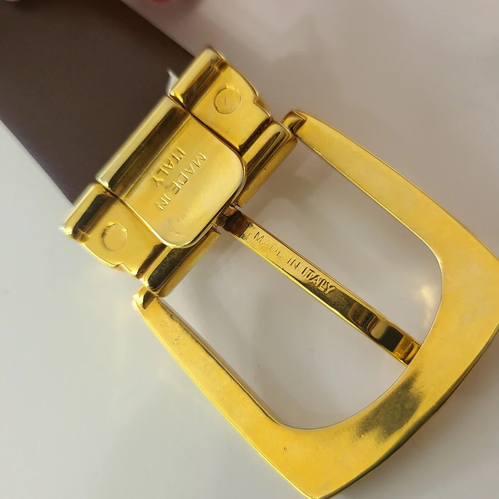 Yves Saint Laurent Belt Smooth Leather Black Goldtone YSL Size 40 100CM Unisex - Picture 3 of 8